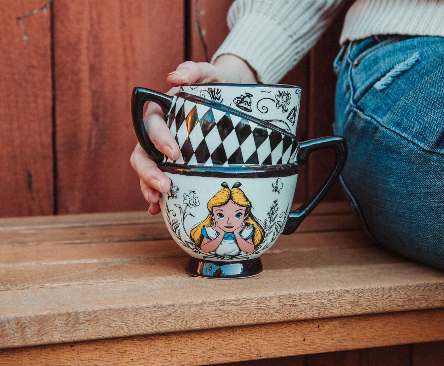 Silver Buffalo Disney Alice in Wonderland Stacked Teacups Sculpted Ceramic  Mug | Holds 20 Ounce