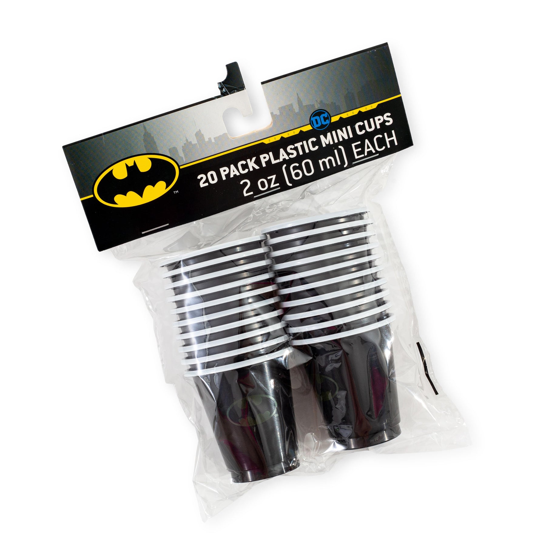 DC Comics Batman Logo 2-Ounce Disposable Plastic Mini Cups | Set of 20