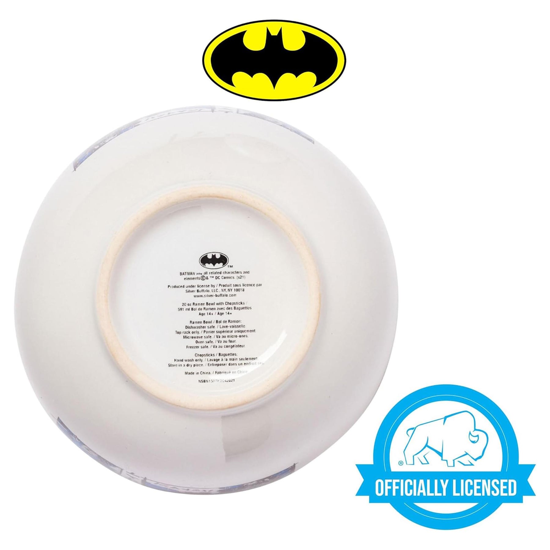 DC Comics Batman Manga Panels 20oz Ceramic Ramen Bowl with Chopsticks