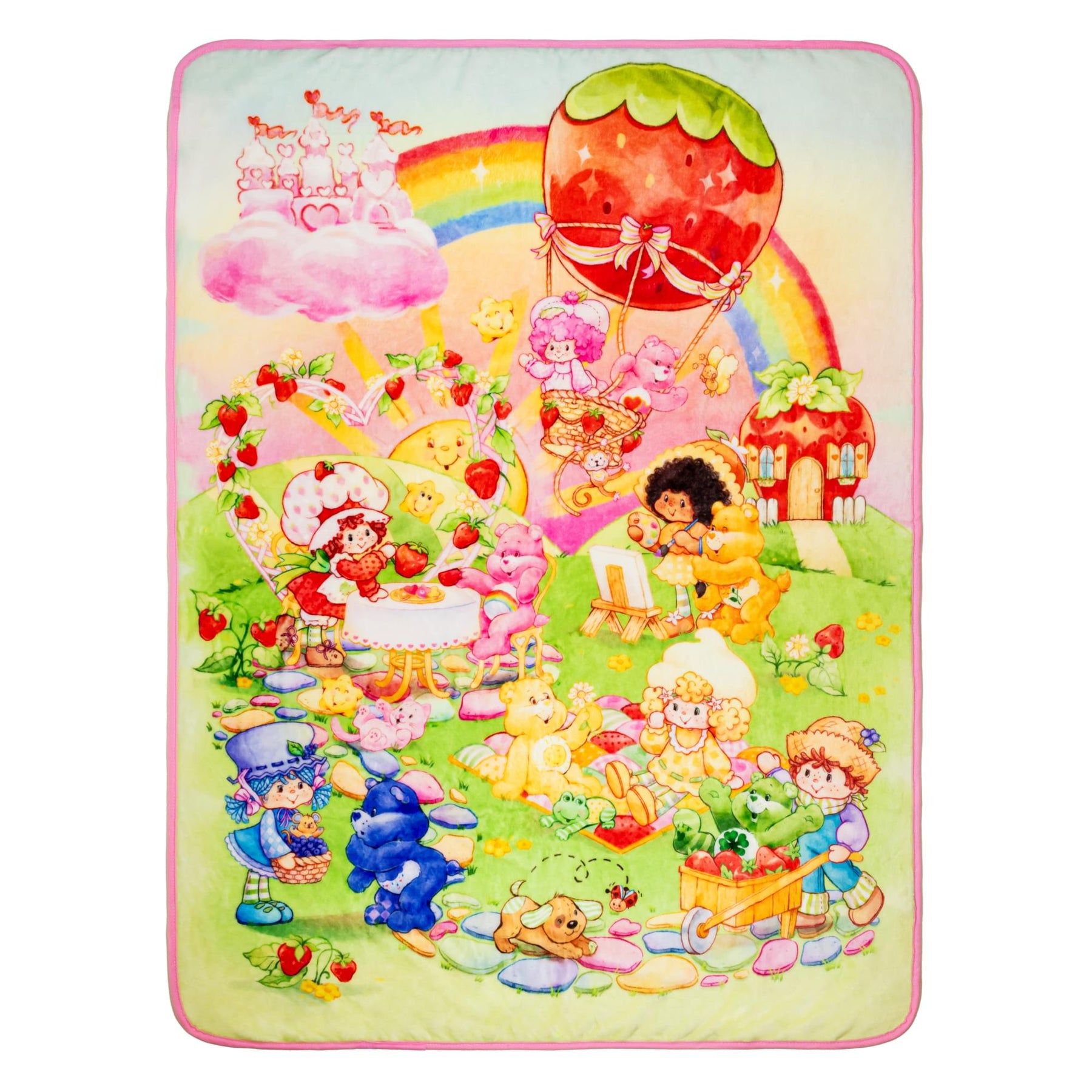 Care Bears x Strawberry Shortcake Fleece Throw Blanket | 45 x 60 Inches