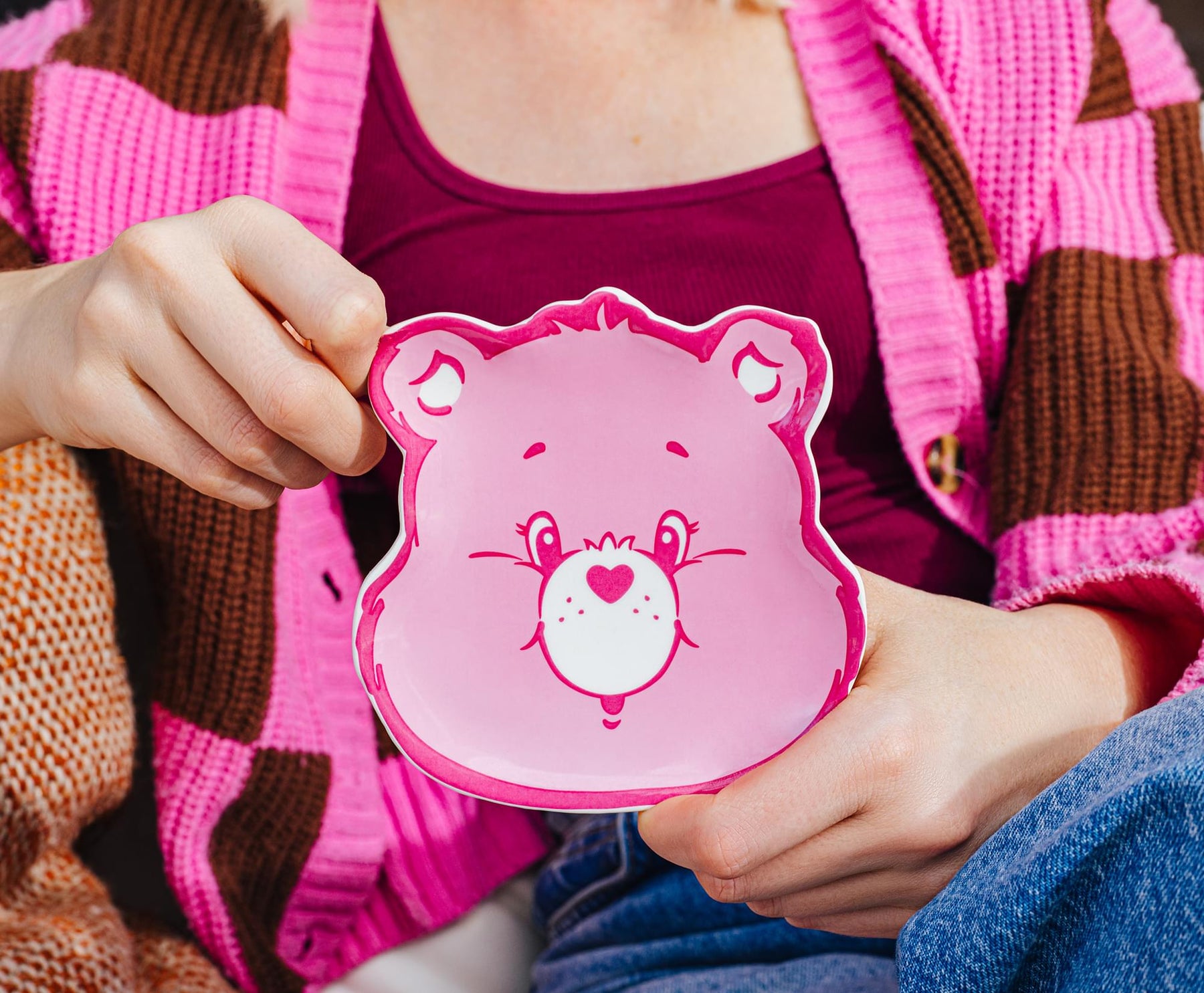 Care Bears Cheer Bear Face Sculpted Ceramic Trinket Tray Dish