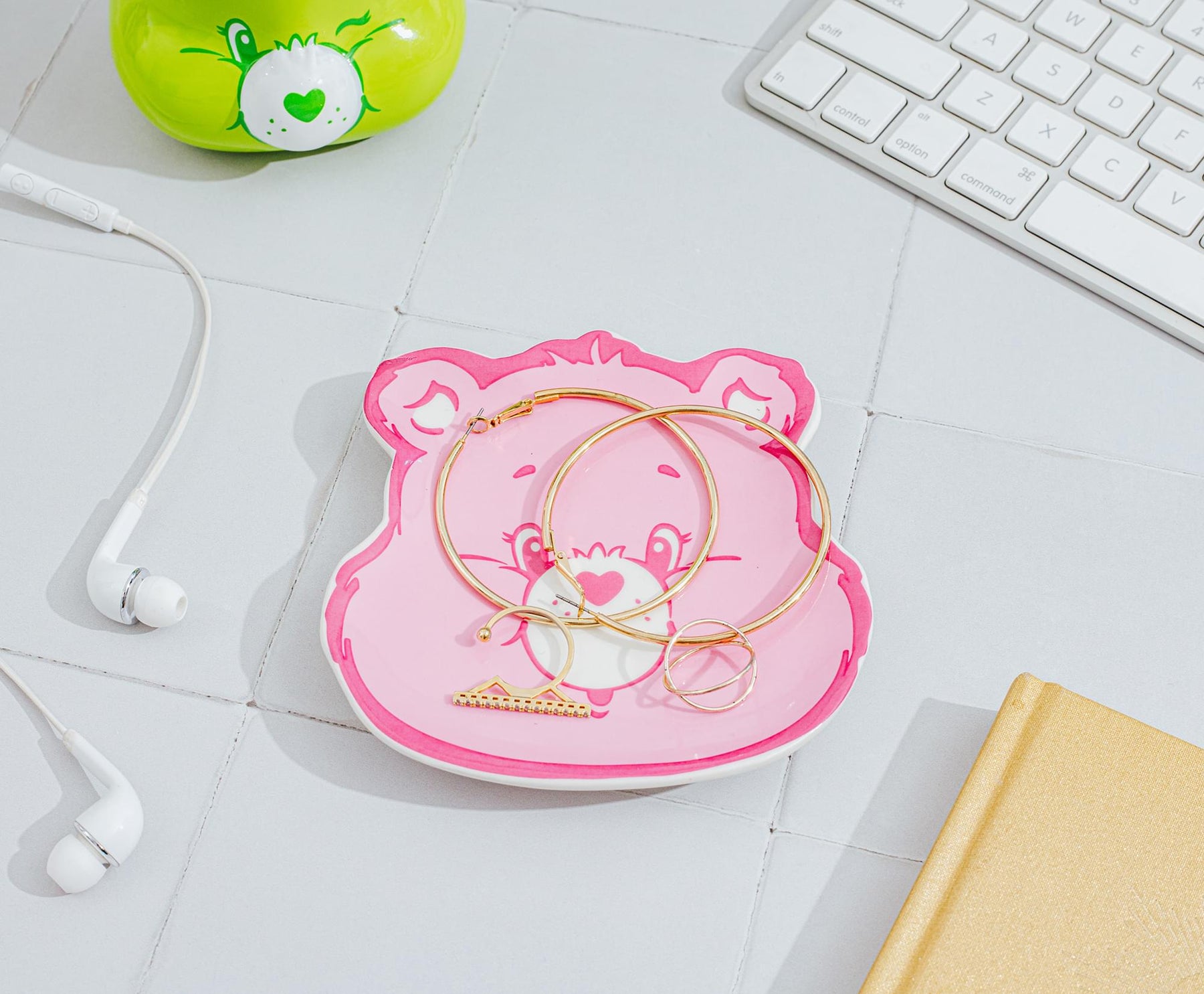 Care Bears Cheer Bear Face Sculpted Ceramic Trinket Tray Dish