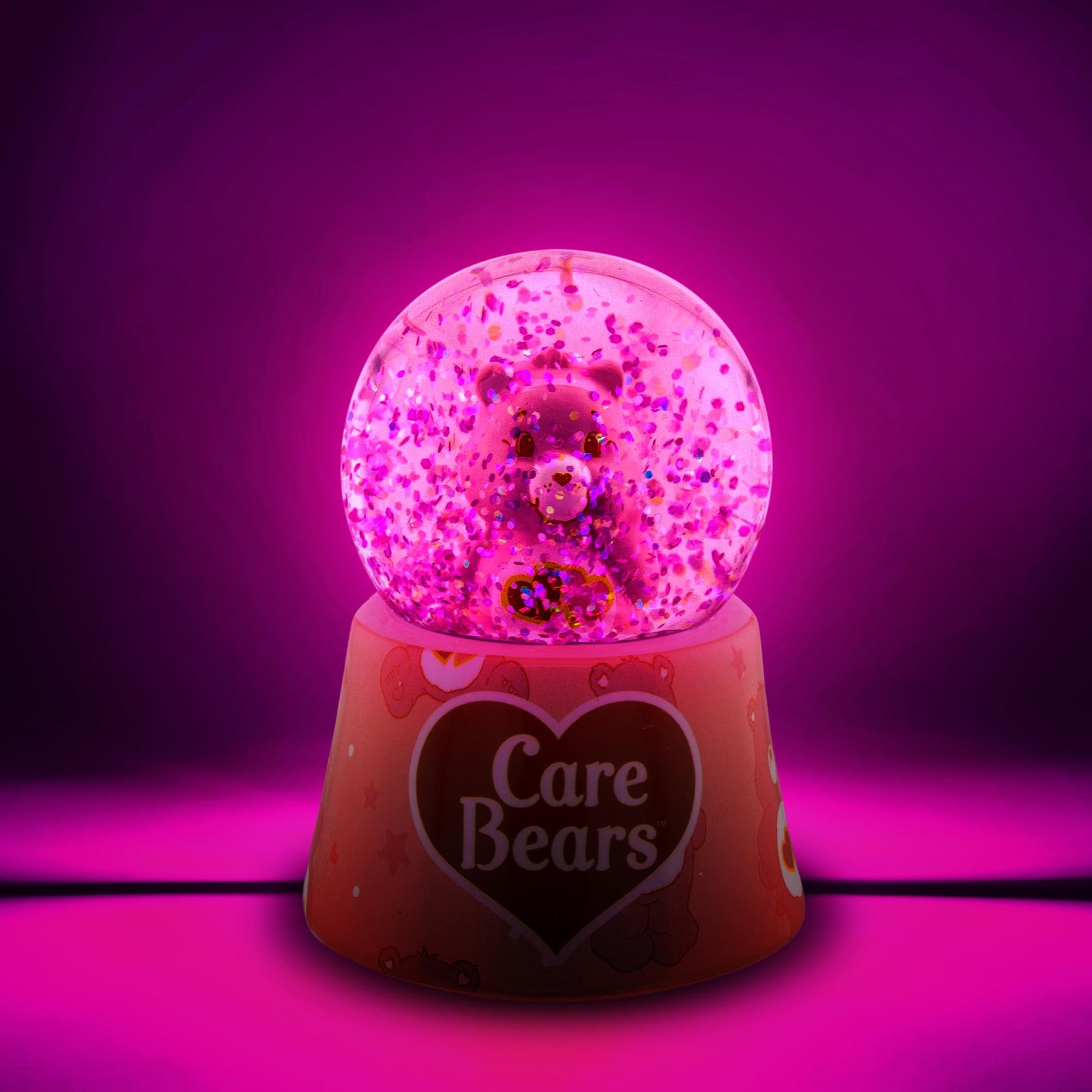 Care Bears Love-A-Lot Bear Mini Light-Up Snow Globe | 3 Inches Tall