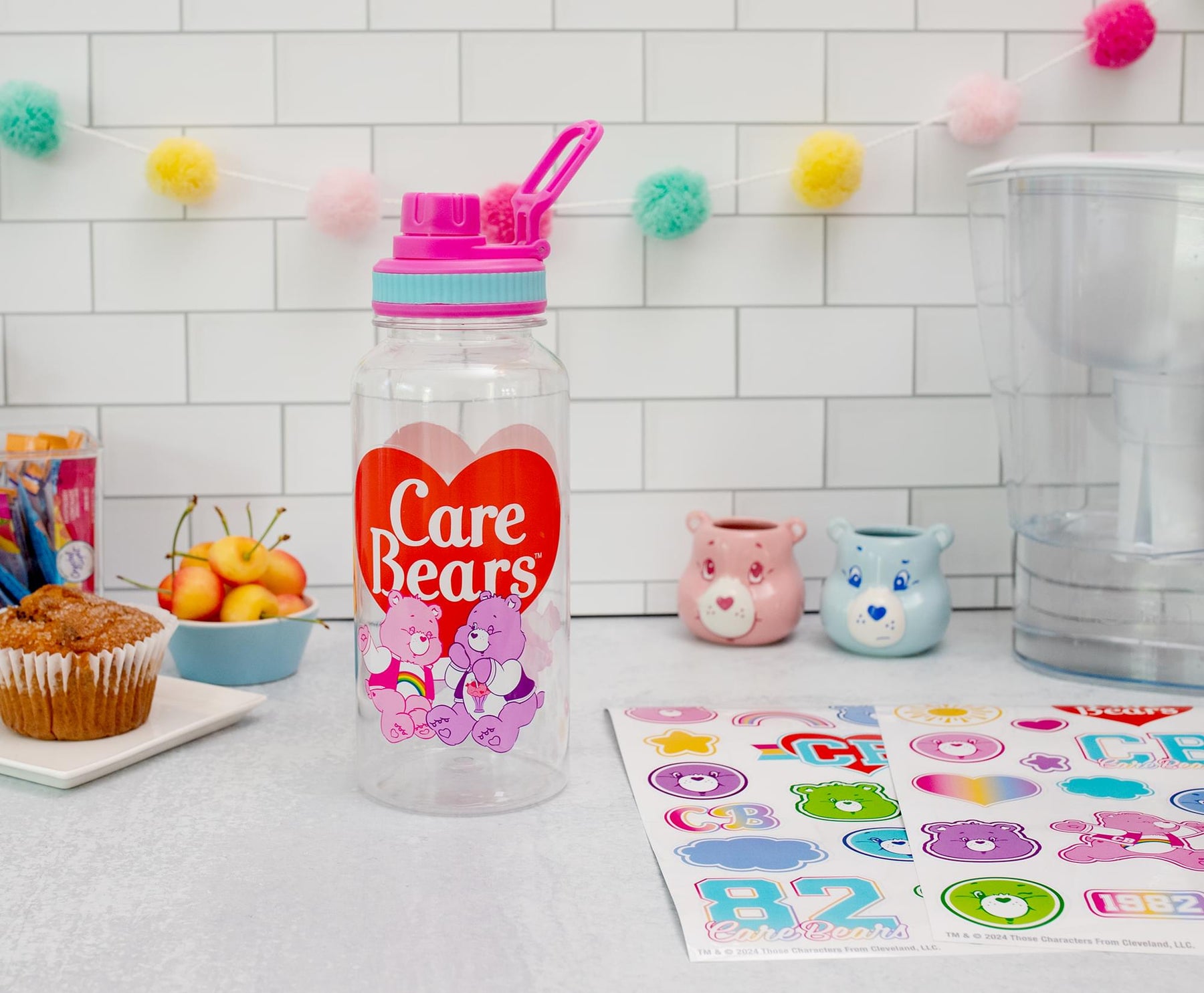 Care Bears School Spirit 32-Ounce Twist Spout Water Bottle and Sticker Set