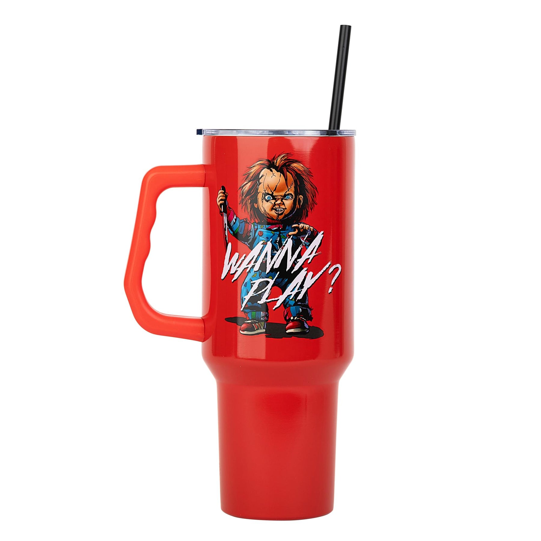 Child's Play Chucky "Wanna Play?" Red Stainless Steel Tumbler | Holds 40 Ounces