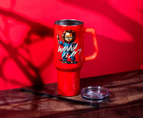 Child's Play Chucky "Wanna Play?" Red Stainless Steel Tumbler | Holds 40 Ounces