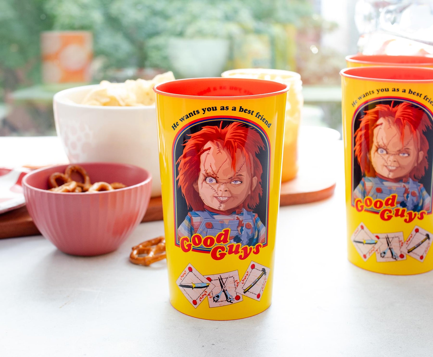 Child's Play Chucky "Good Guys" 4-Piece Plastic Cup Set | Each Holds 22 Ounces