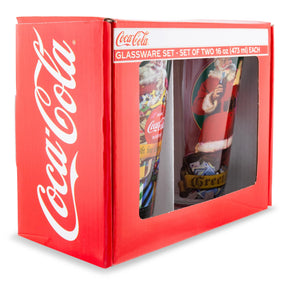 Coca-Cola Vintage Santa Claus 16-Ounce Pint Glasses | Set of 2