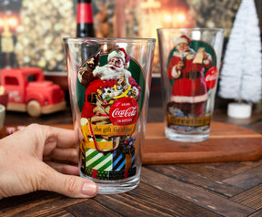 Coca-Cola Vintage Santa Claus 16-Ounce Pint Glasses | Set of 2