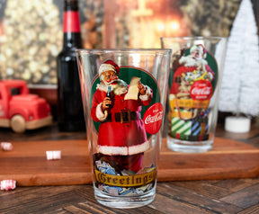 Coca-Cola Vintage Santa Claus 16-Ounce Pint Glasses | Set of 2