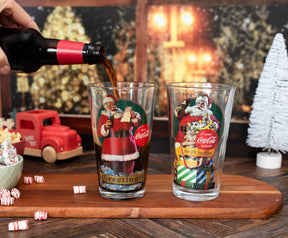 Coca-Cola Vintage Santa Claus 16-Ounce Pint Glasses | Set of 2