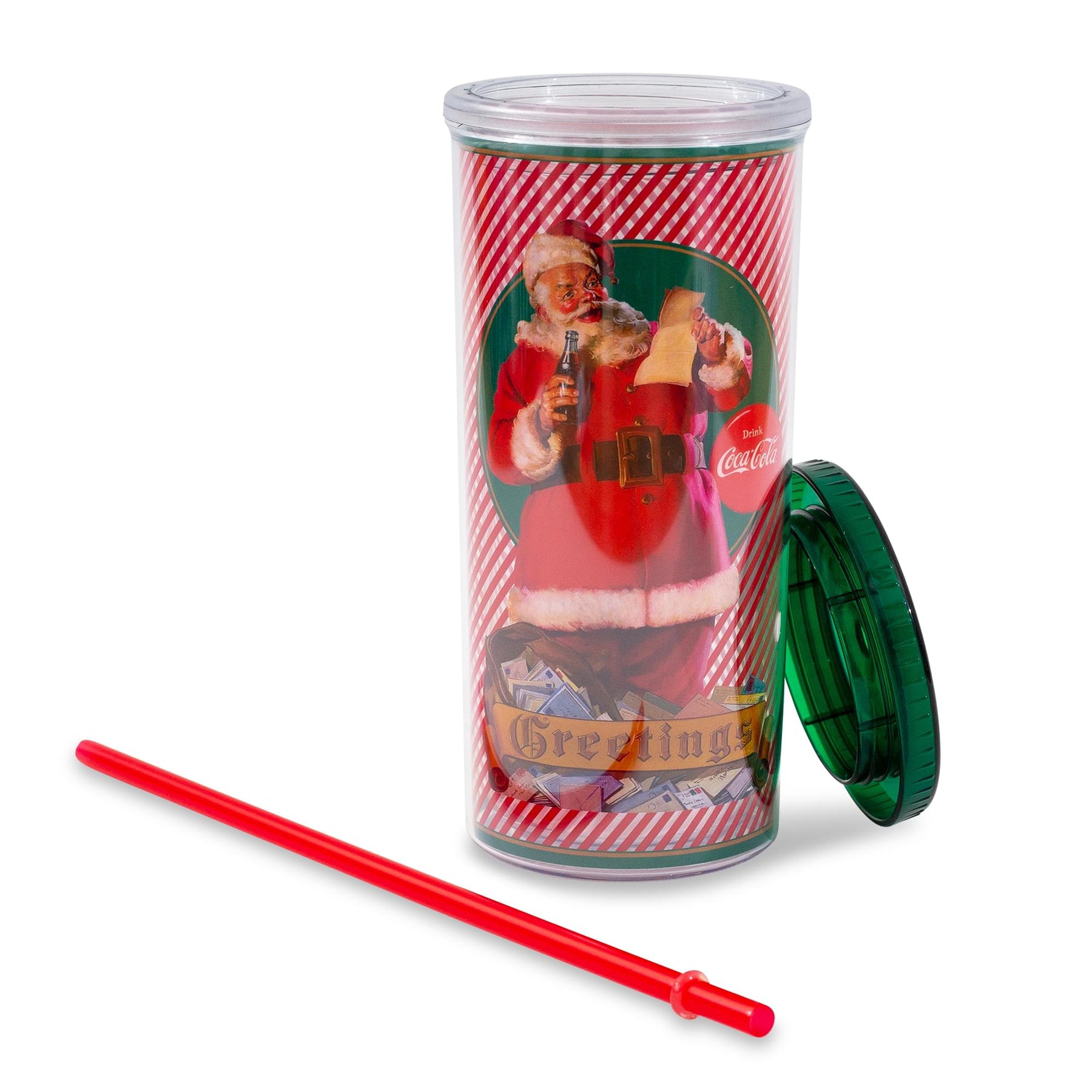 Coca-Cola Santa Claus Holidays Carnival Cup With Lid and Straw | Holds 20 Ounces