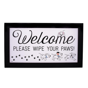 Disney 101 Dalmatians "Wipe Your Paws" Hanging Sign Gel Coat Framed Wall Art