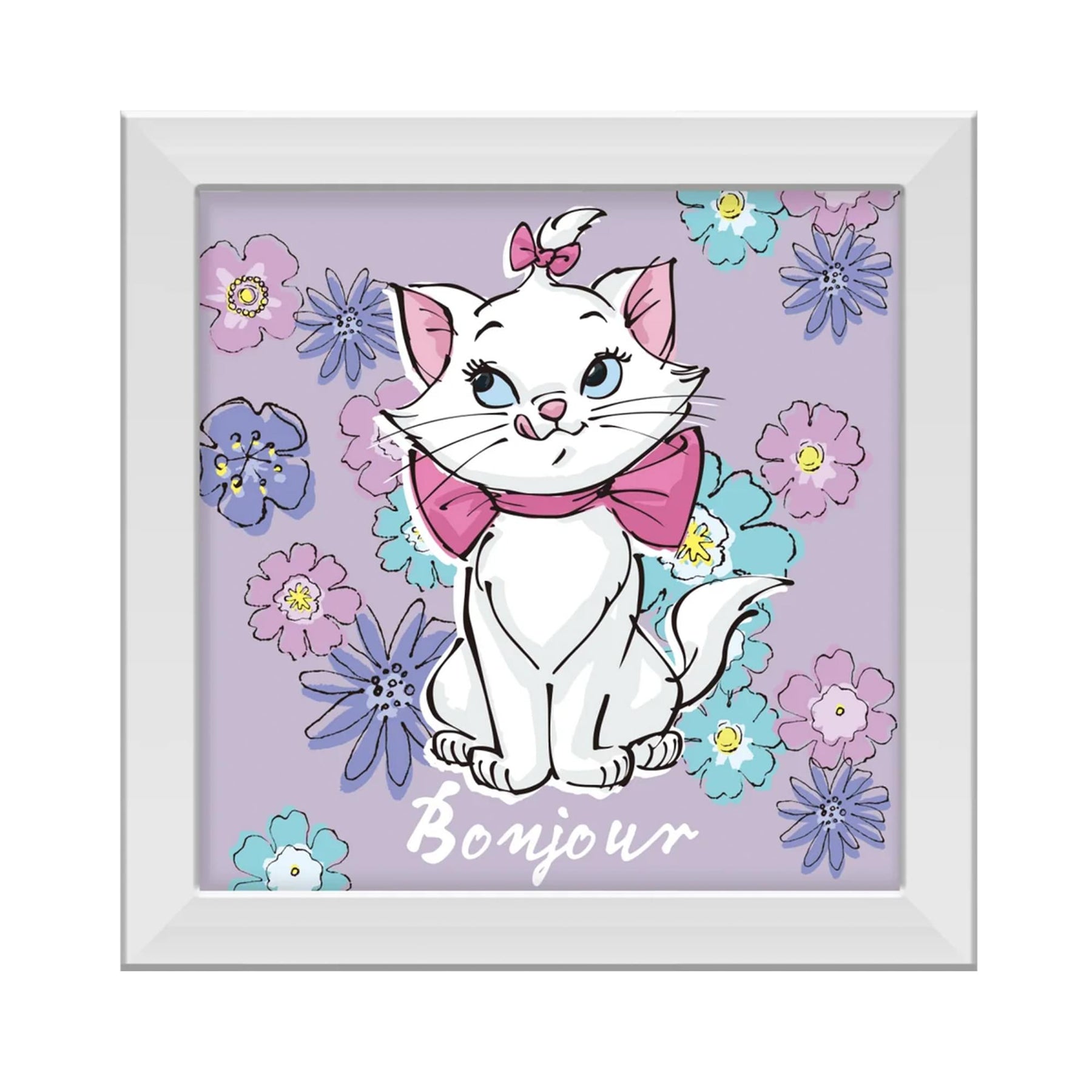 Disney Aristocats Marie Flowers 12 x 12 Inch Framed MDF Wall Art