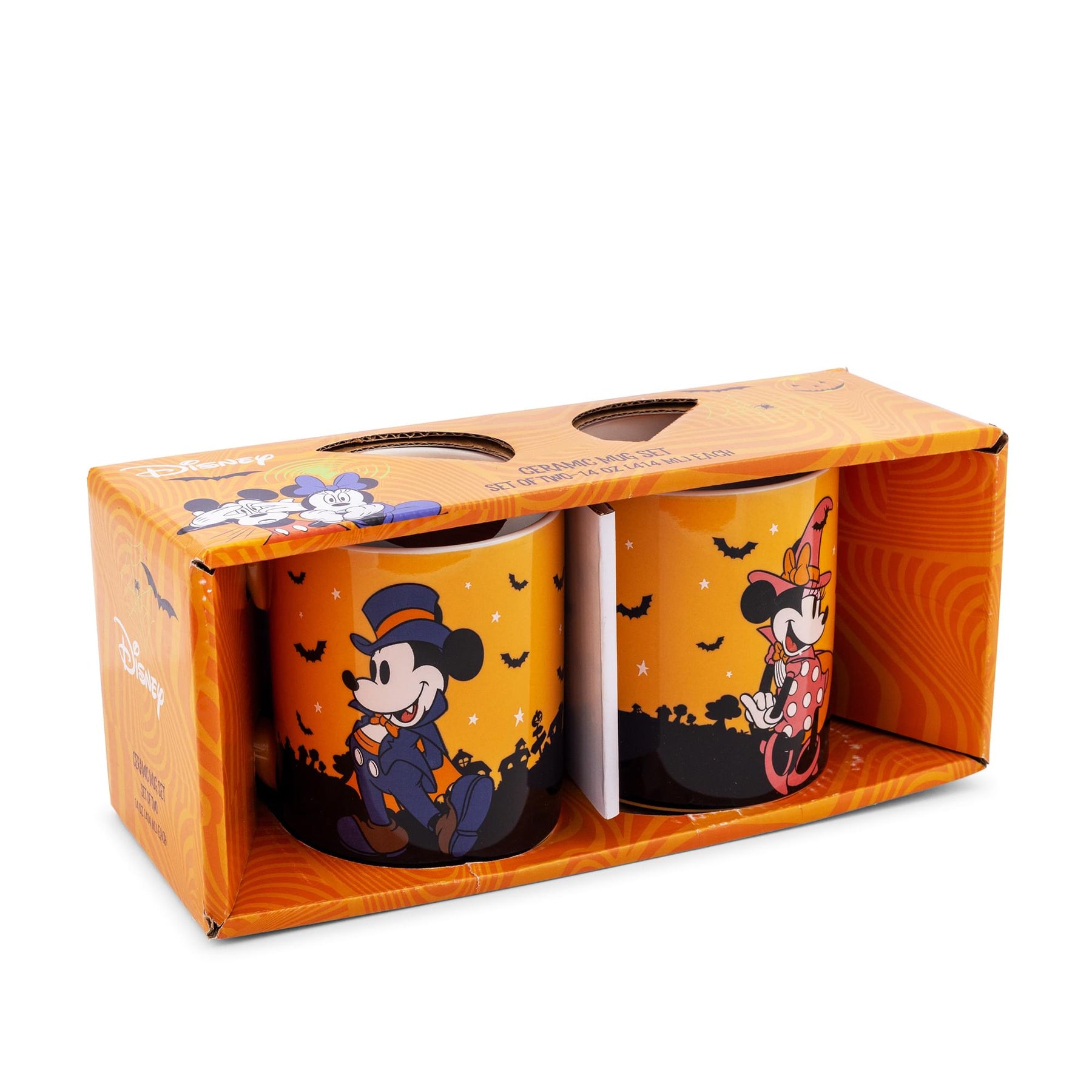 Disney Halloween Mickey and Minnie Mouse 14-Ounce Ceramic Mugs | Set of 2