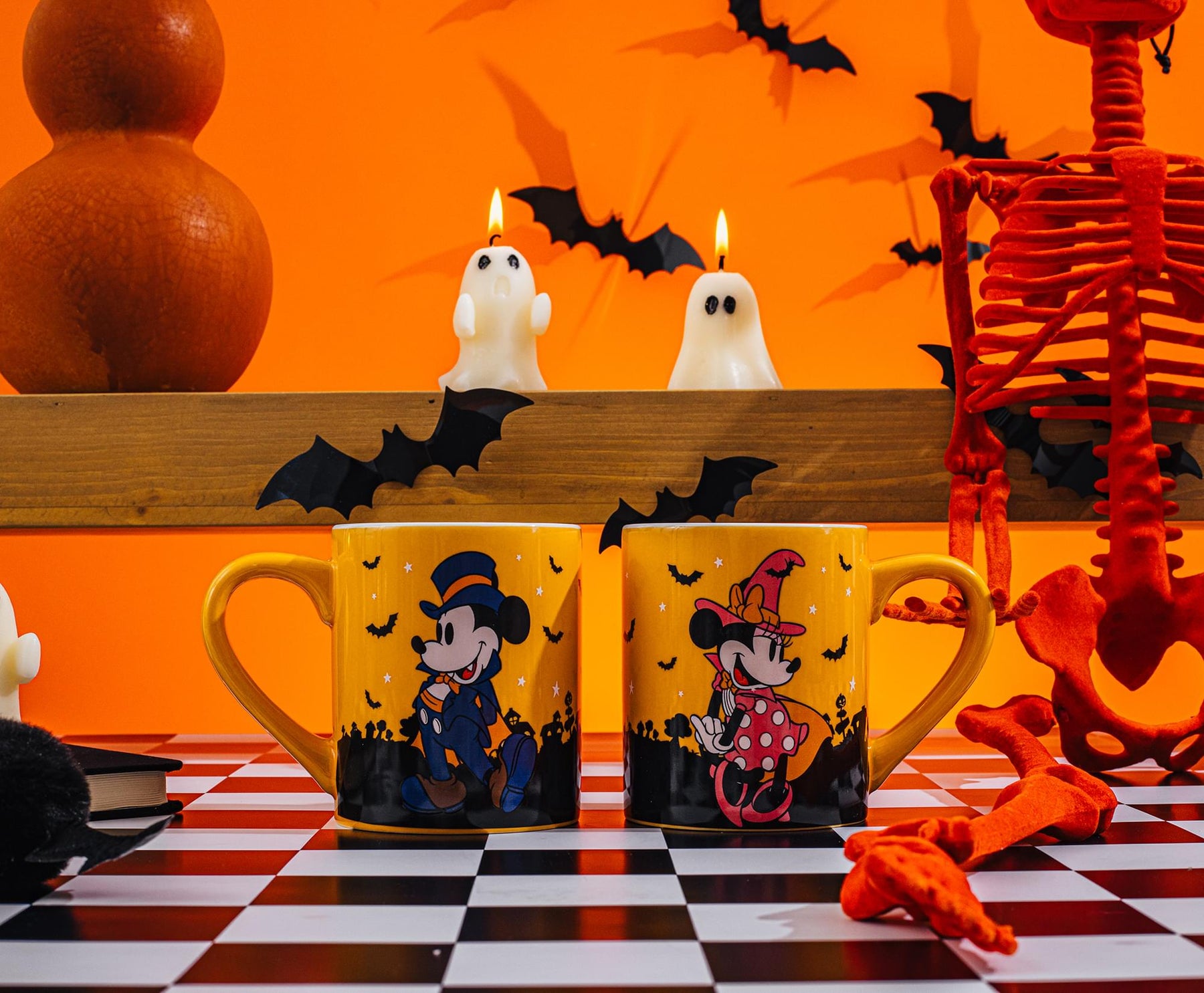 Disney Halloween Mickey and Minnie Mouse 14-Ounce Ceramic Mugs | Set of 2