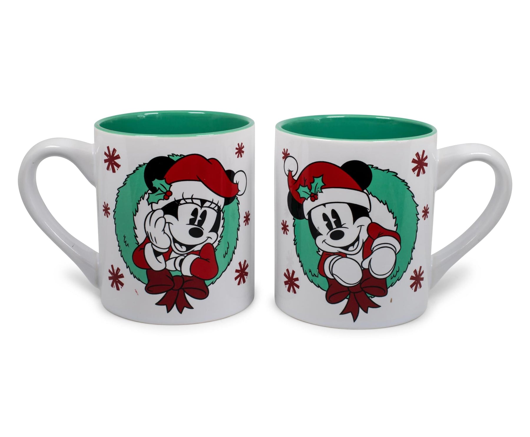 Mickey and Minnie Mouse Holiday Mugs, Set of 2 | Each Holds 14 Ounces