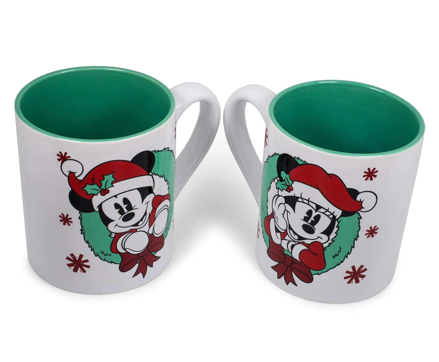 Mickey and Minnie Mouse Holiday Mugs, Set of 2 | Each Holds 14 Ounces