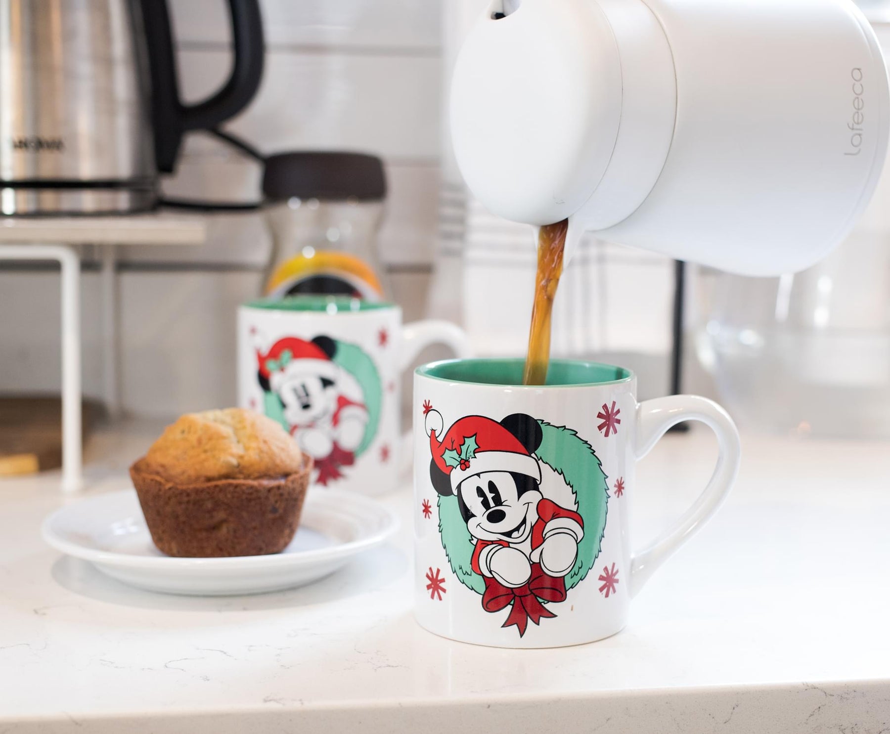 Mickey and Minnie Mouse Holiday Mugs, Set of 2 | Each Holds 14 Ounces