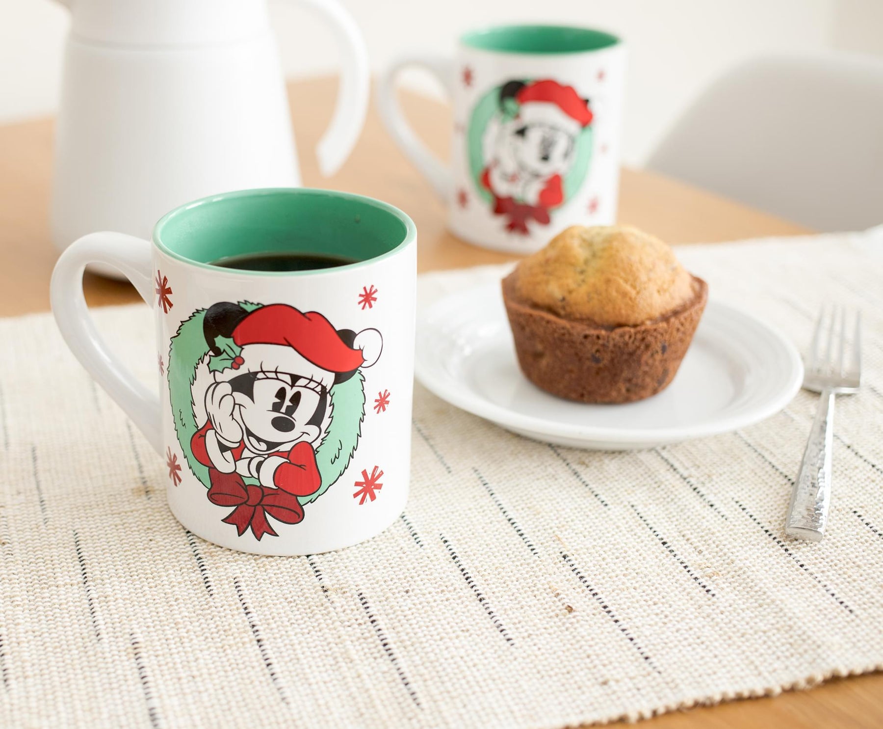 Mickey and Minnie Mouse Holiday Mugs, Set of 2 | Each Holds 14 Ounces