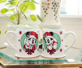 Mickey and Minnie Mouse Holiday Mugs, Set of 2 | Each Holds 14 Ounces