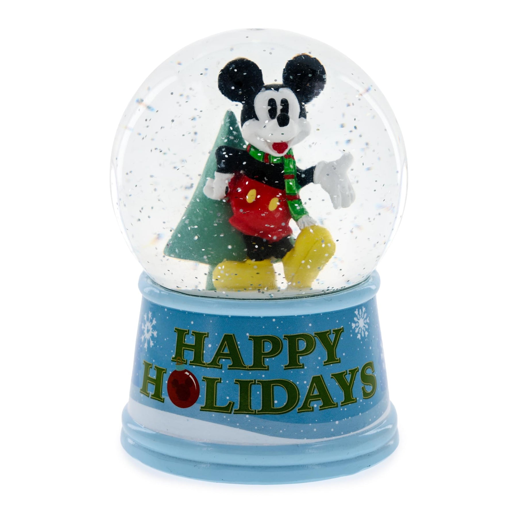 Disney Mickey Mouse "Happy Holidays" Light-Up Snow Globe | 6 Inches Tall