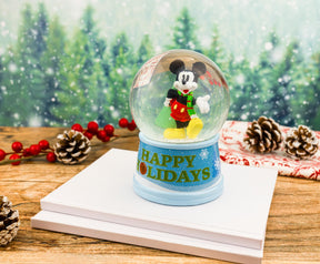 Disney Mickey Mouse "Happy Holidays" Light-Up Snow Globe | 6 Inches Tall