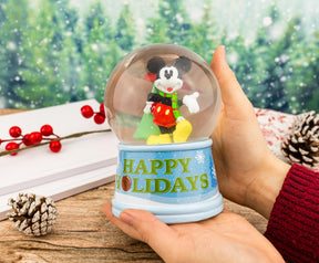 Disney Mickey Mouse "Happy Holidays" Light-Up Snow Globe | 6 Inches Tall