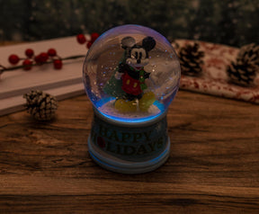 Disney Mickey Mouse "Happy Holidays" Light-Up Snow Globe | 6 Inches Tall