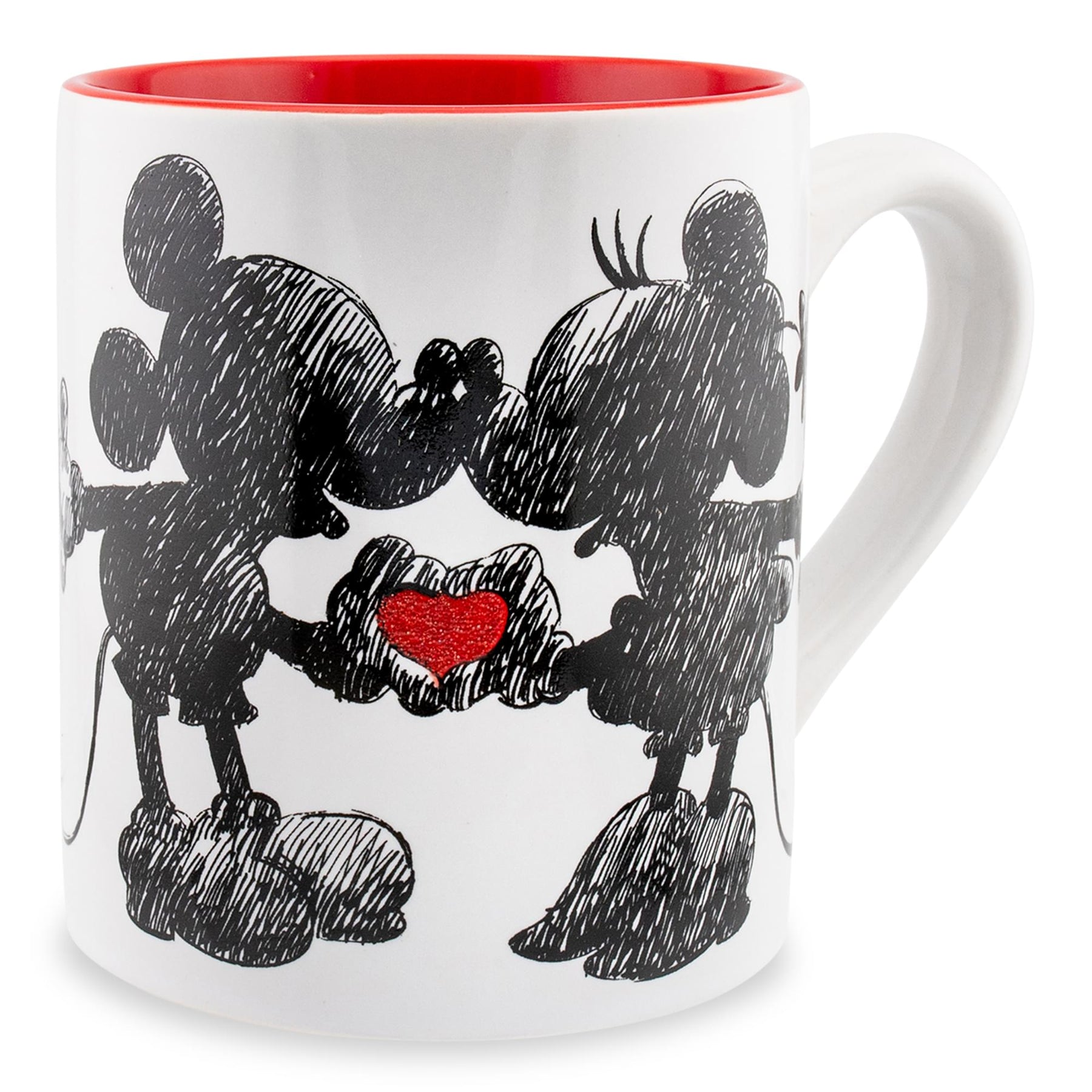 Disney Mickey and Minnie Sketchbook Glitter Ceramic Mug | Holds 14 Ounces