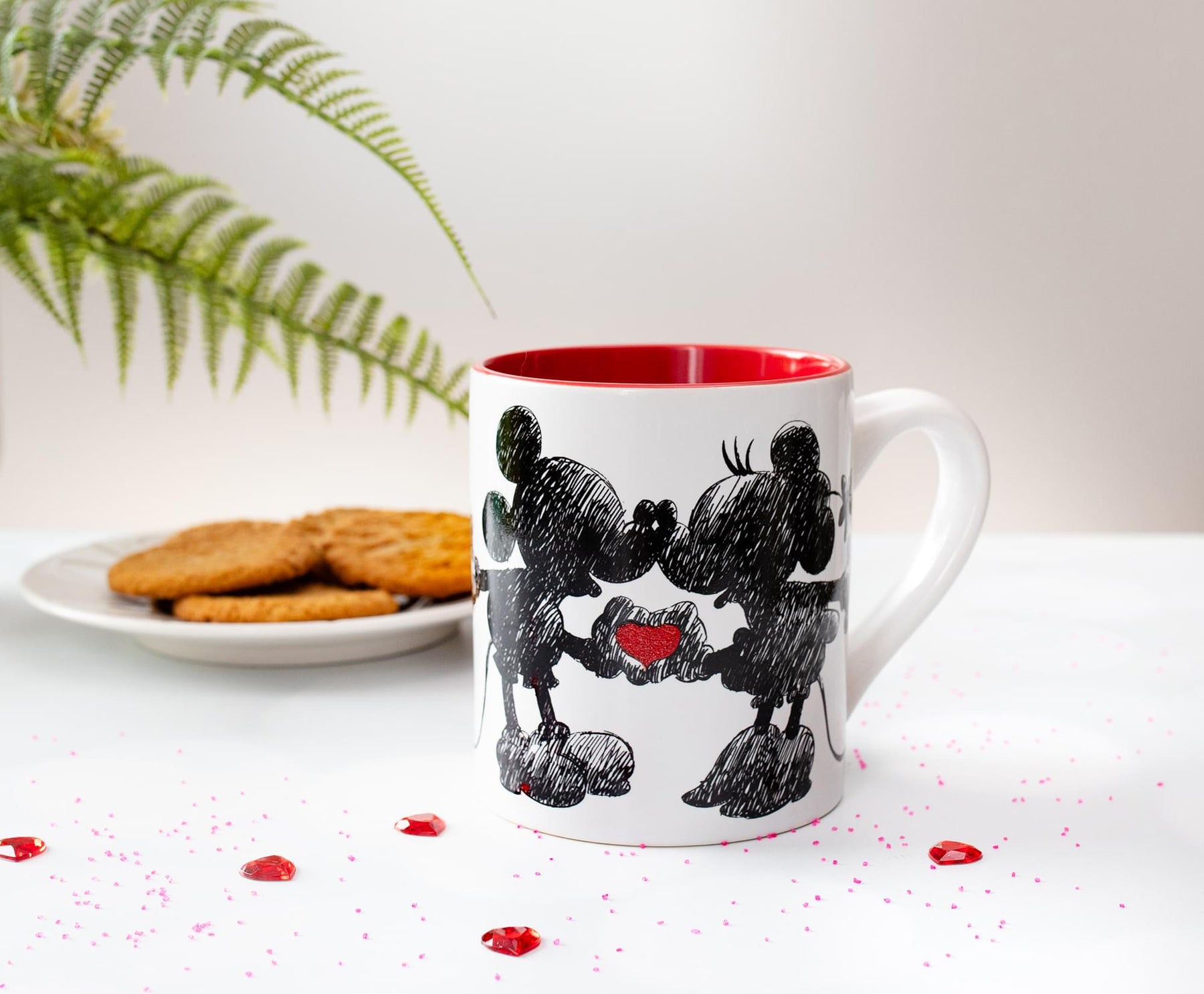 Disney Mickey and Minnie Sketchbook Glitter Ceramic Mug | Holds 14 Ounces