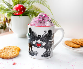 Disney Mickey and Minnie Sketchbook Glitter Ceramic Mug | Holds 14 Ounces