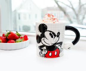 Disney Mickey Mouse Sculpted Handle Ceramic Mug | Holds 20 Ounces