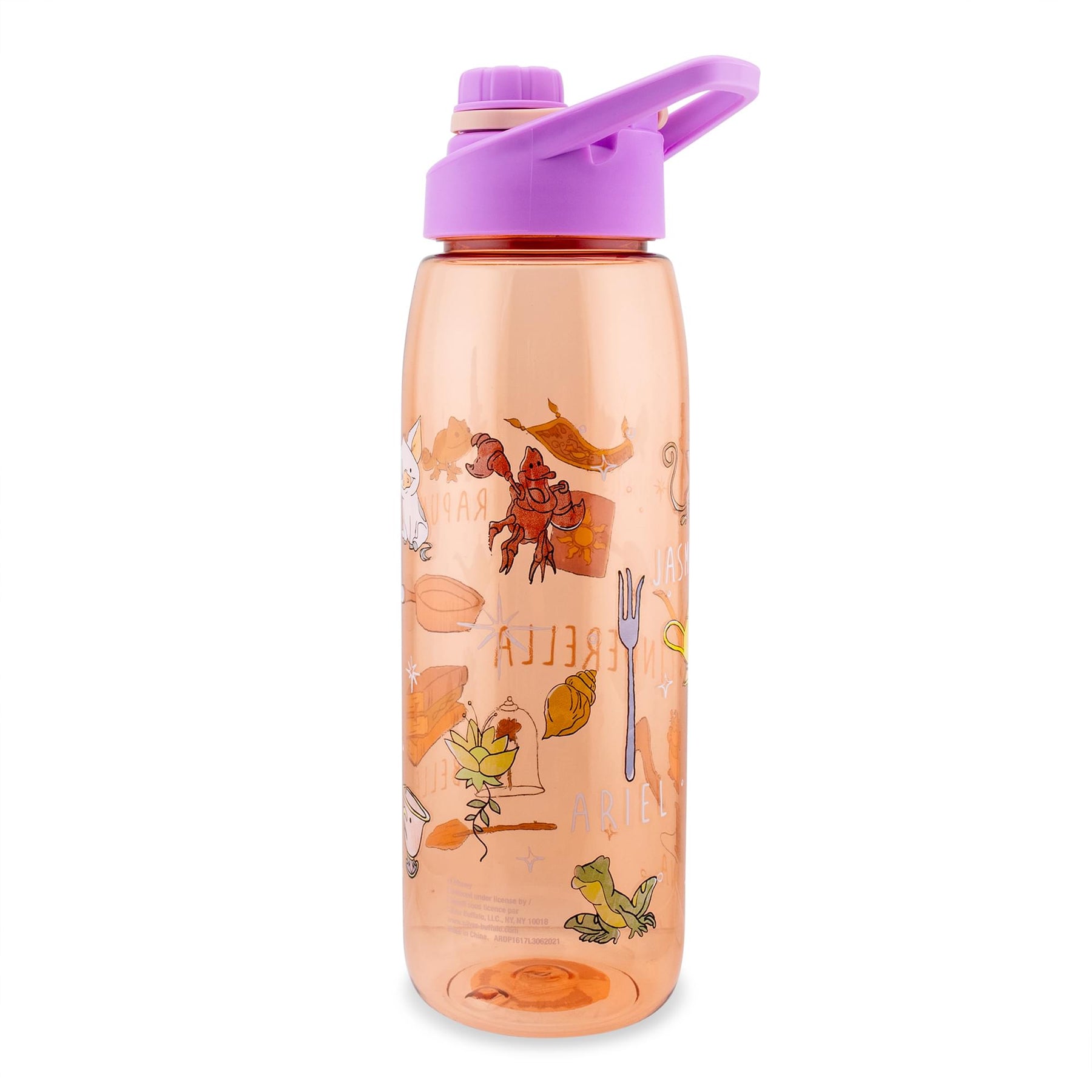 Disney Princess Icons Water Bottle With Screw-Top Lid | Holds 28 Ounces