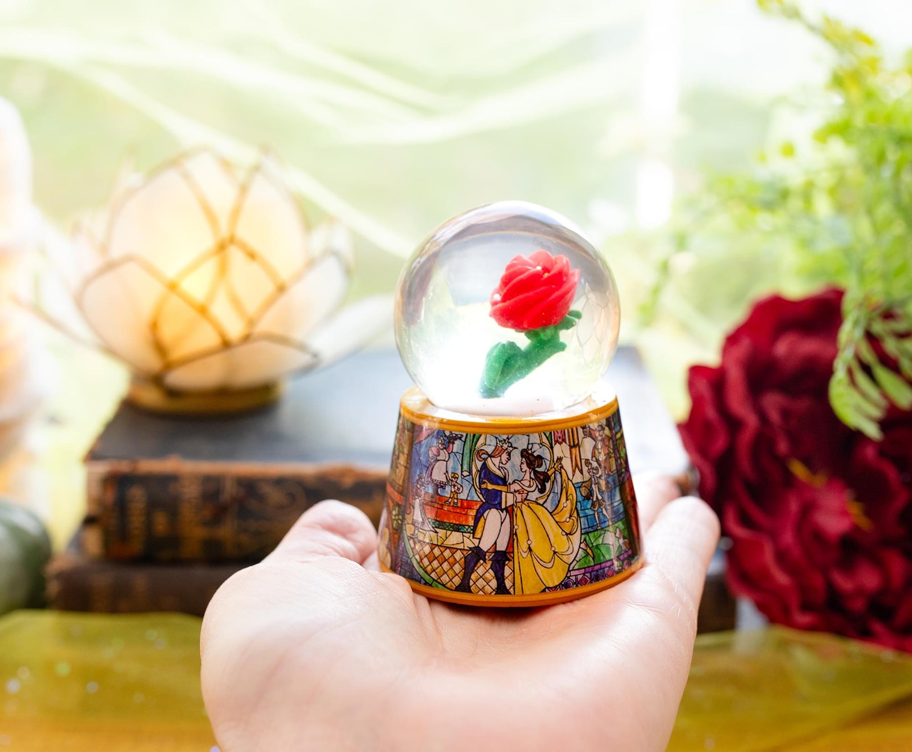 Disney Beauty and the Beast Mini Light-Up Snow Globe | 3 Inches Tall