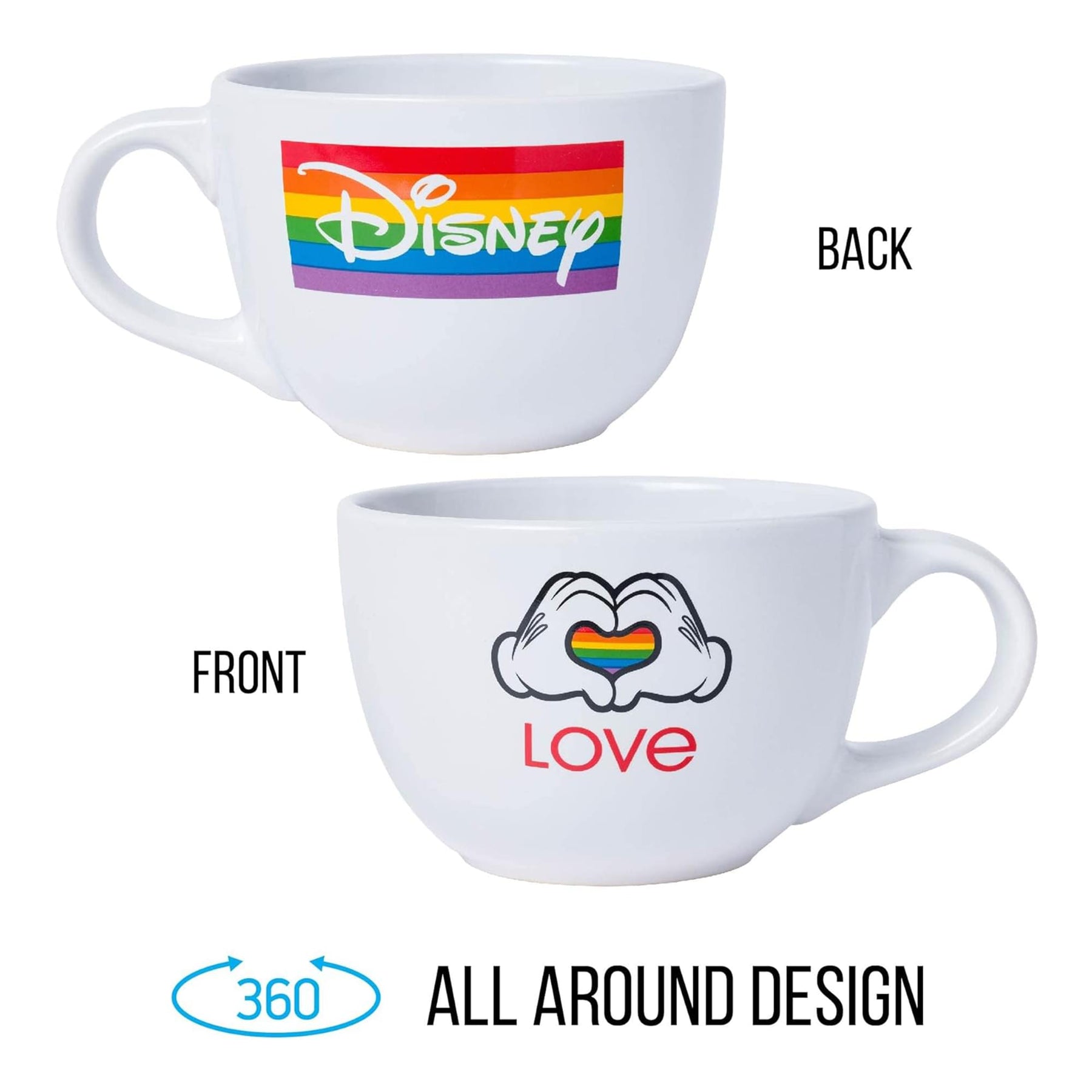 Disney Pride Mickey Hands 24oz Ceramic Soup Mug