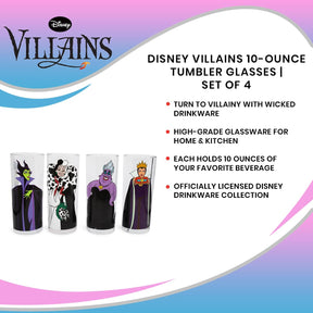 Disney Villains 10-Ounce Tumbler Glasses | Set of 4