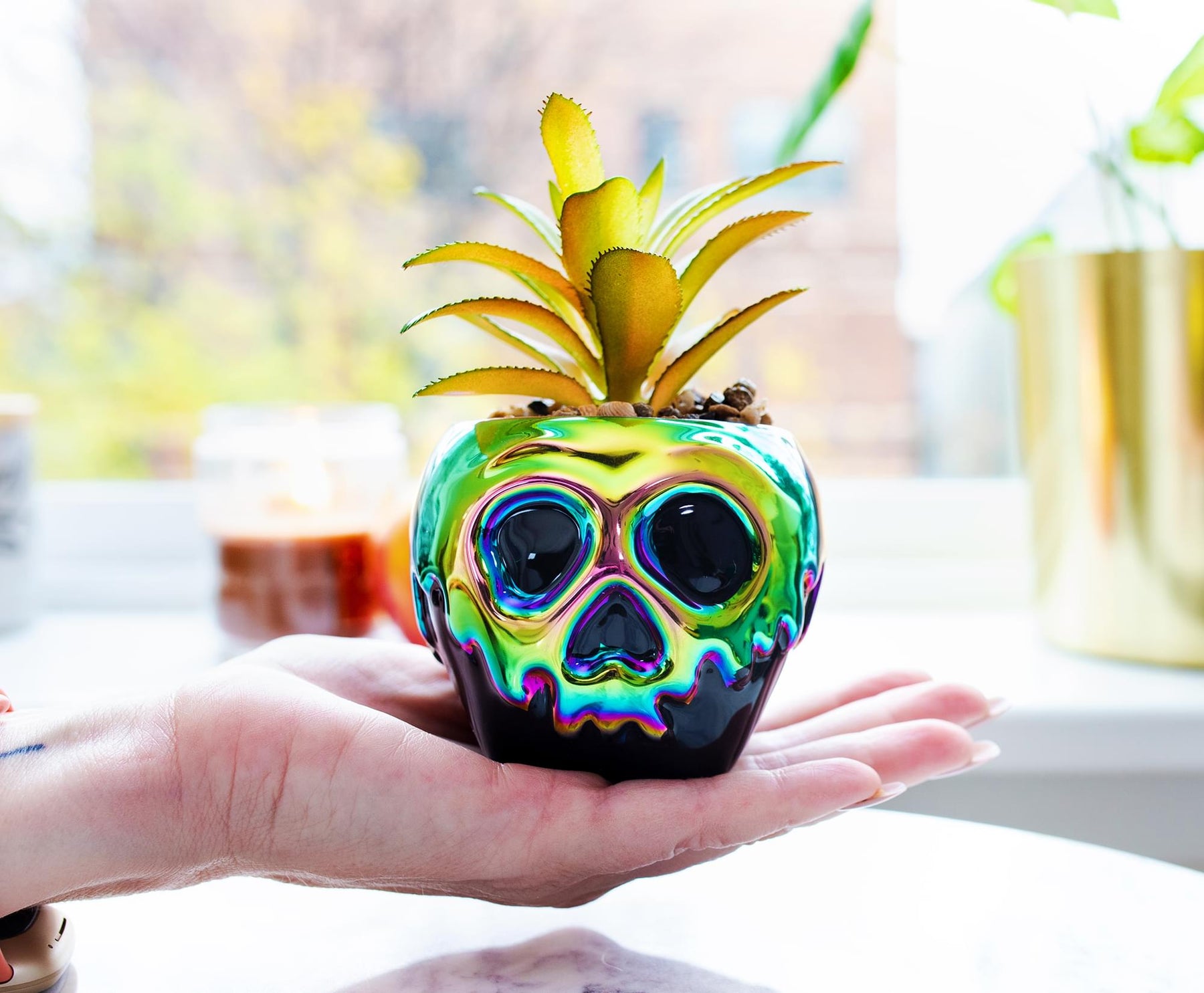 Disney Villains Poison Apple Mini Ceramic Planter with Artificial Succulent