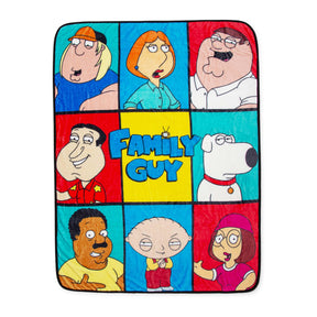 Family Guy Character Grid Raschel Throw Blanket | 45 x 60 Inches