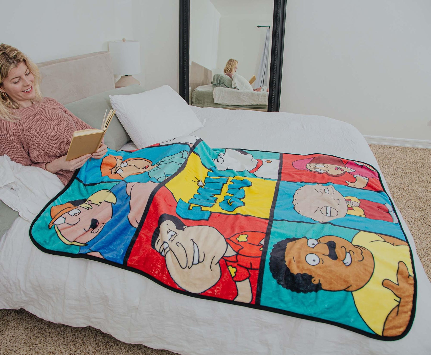 Family Guy Character Grid Raschel Throw Blanket | 45 x 60 Inches