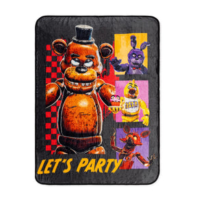 Five Nights At Freddy's "Let's Party" Raschel Throw Blanket | 45 x 60 Inches