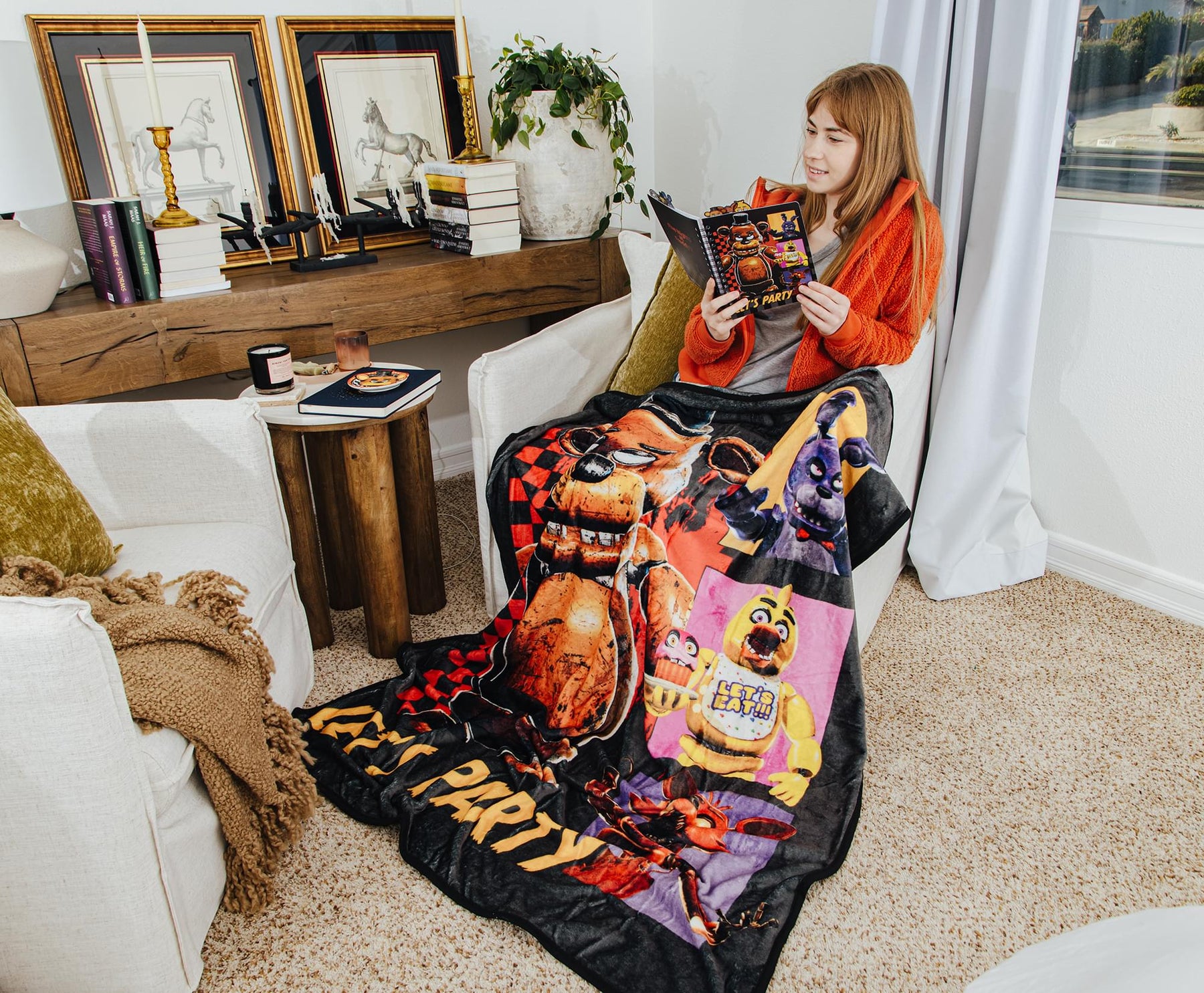 Five Nights At Freddy's "Let's Party" Raschel Throw Blanket | 45 x 60 Inches