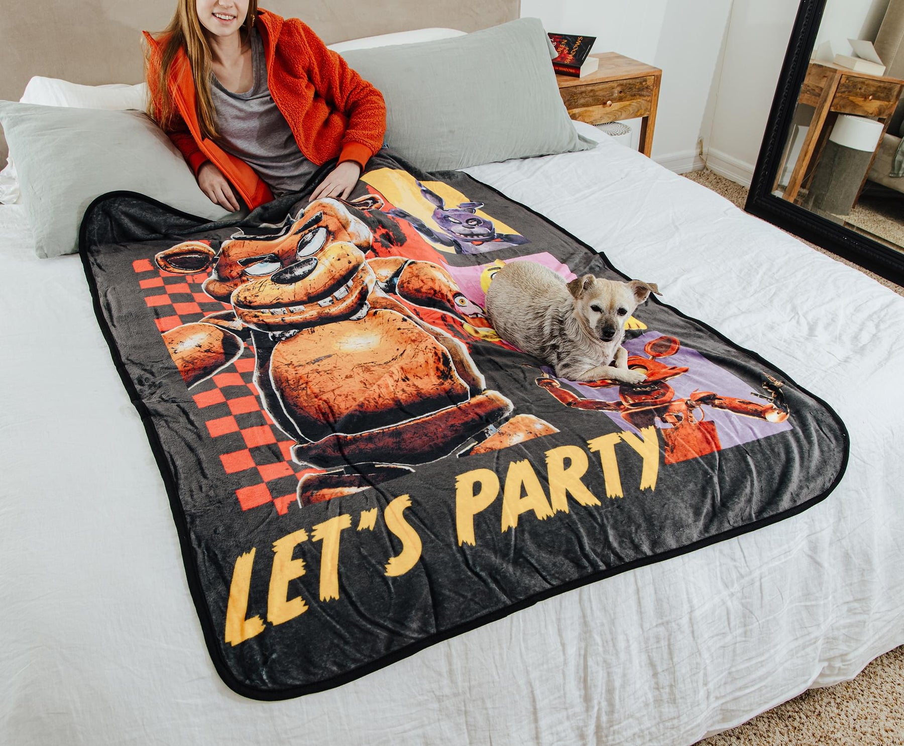 Five Nights At Freddy's "Let's Party" Raschel Throw Blanket | 45 x 60 Inches