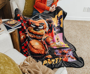 Five Nights At Freddy's "Let's Party" Raschel Throw Blanket | 45 x 60 Inches