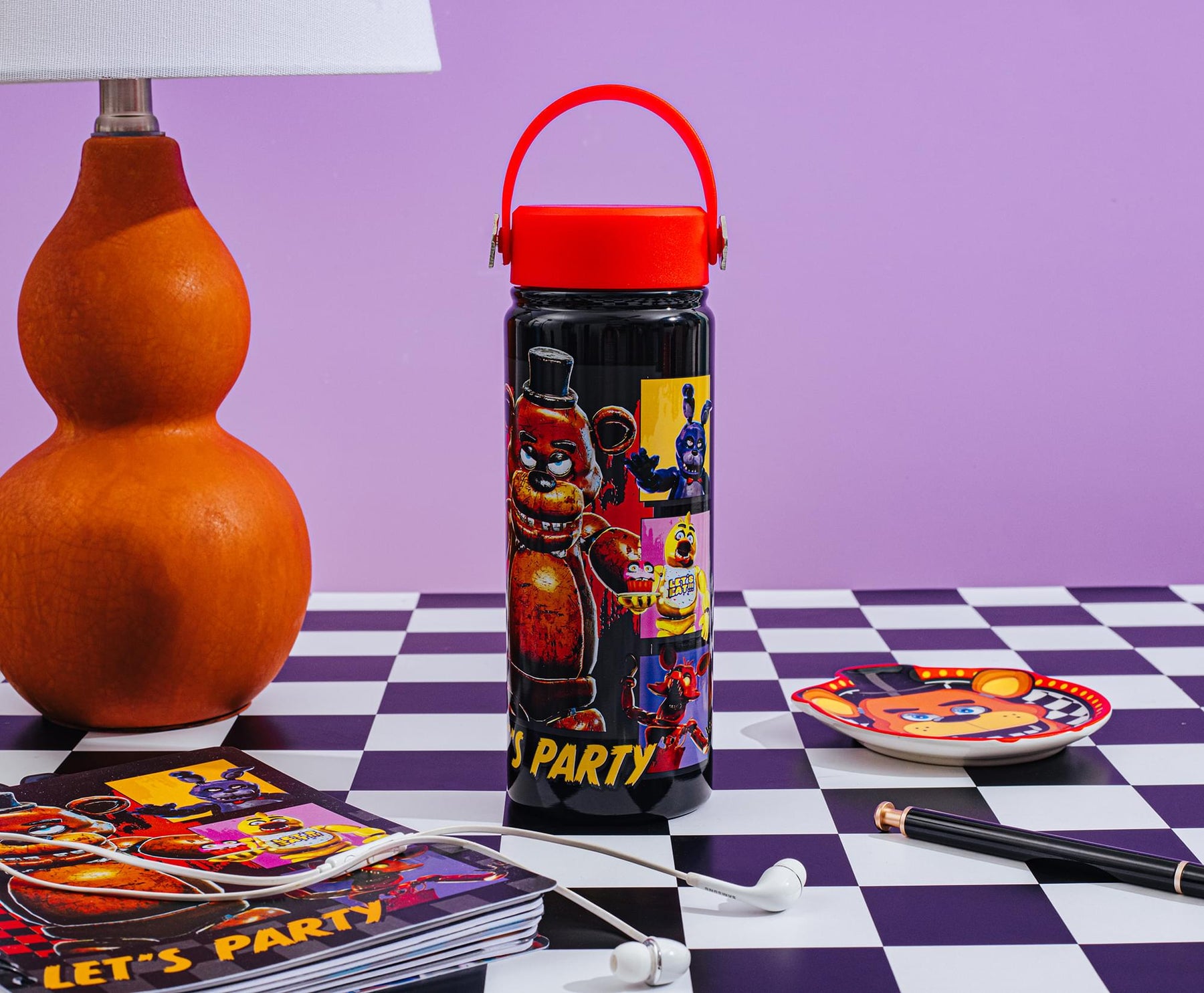 Five Nights At Freddy's "Let's Party" 20-Ounce Stainless Steel Water Bottle