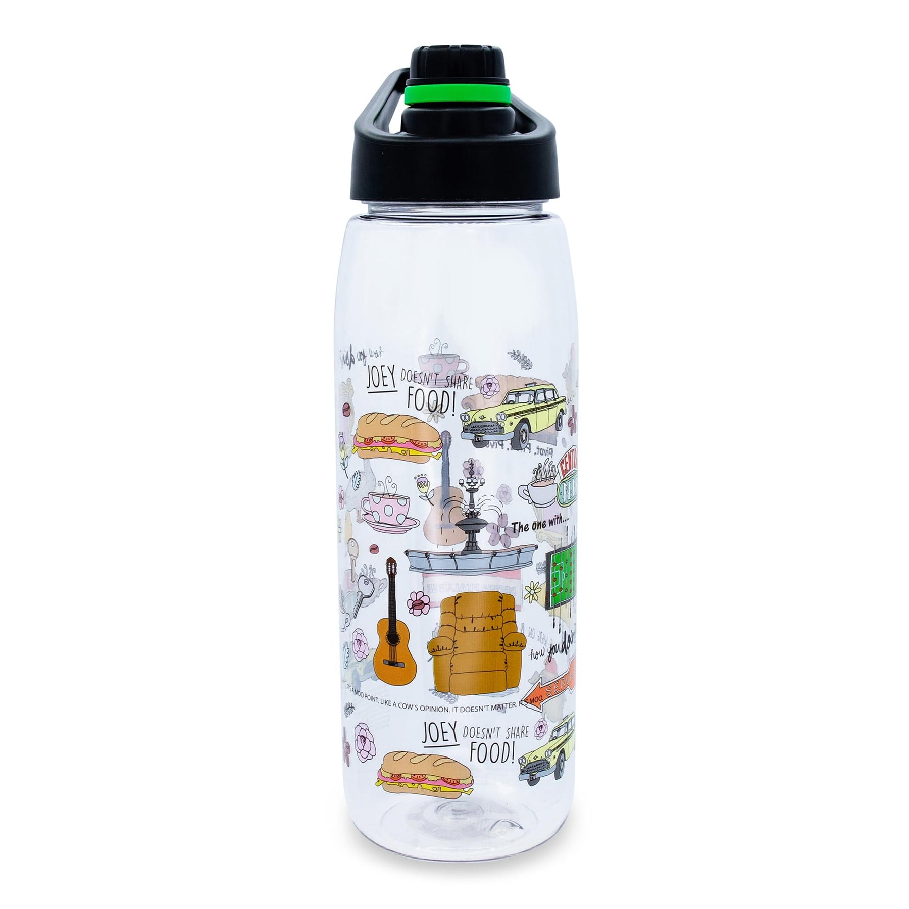 Friends Icons Water Bottle With Screw-Top Lid | Holds 28 Ounces