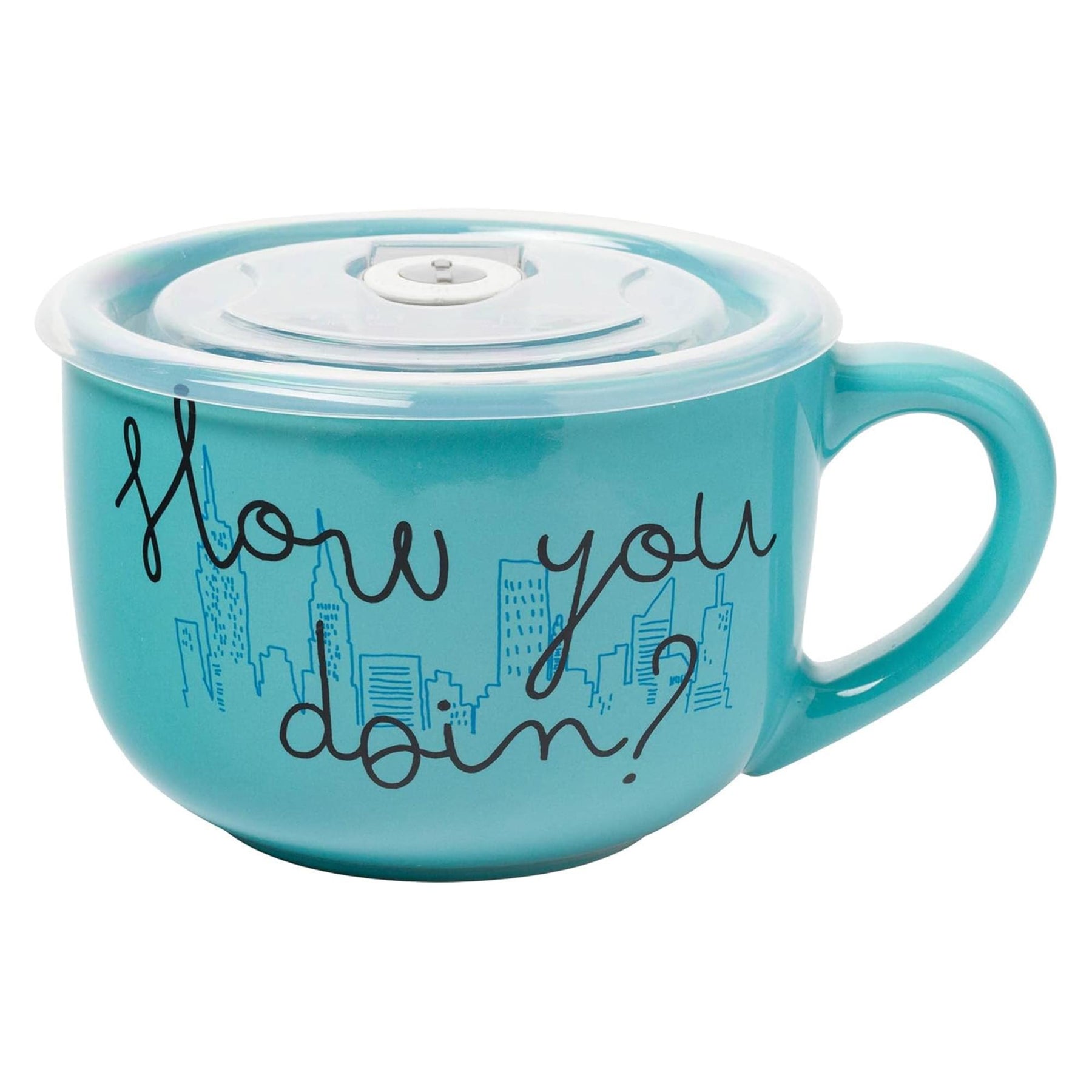 Friends "How You Doin?" 24 Ounce Ceramic Soup Mug with Vented Lid