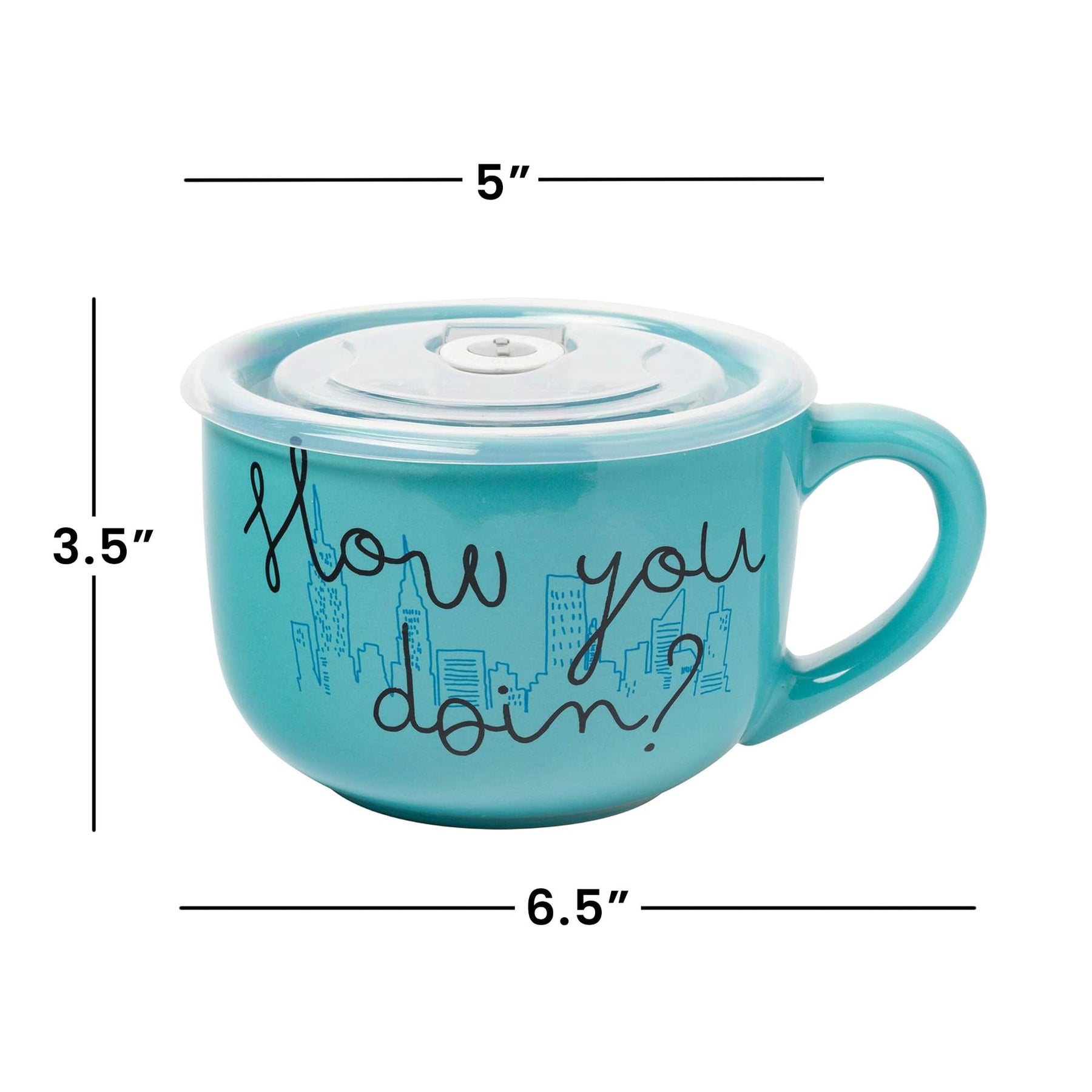 Friends "How You Doin?" 24 Ounce Ceramic Soup Mug with Vented Lid