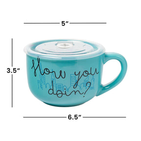 Friends "How You Doin?" 24 Ounce Ceramic Soup Mug with Vented Lid