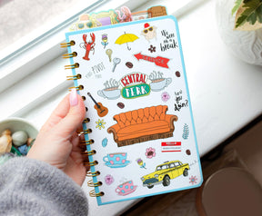 Friends Doodle Icons Collage 5-Tab Spiral Notebook Journal